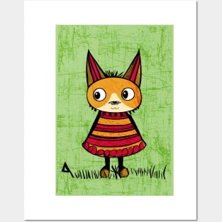 Cute cat with big eyes poster design Posters and Art